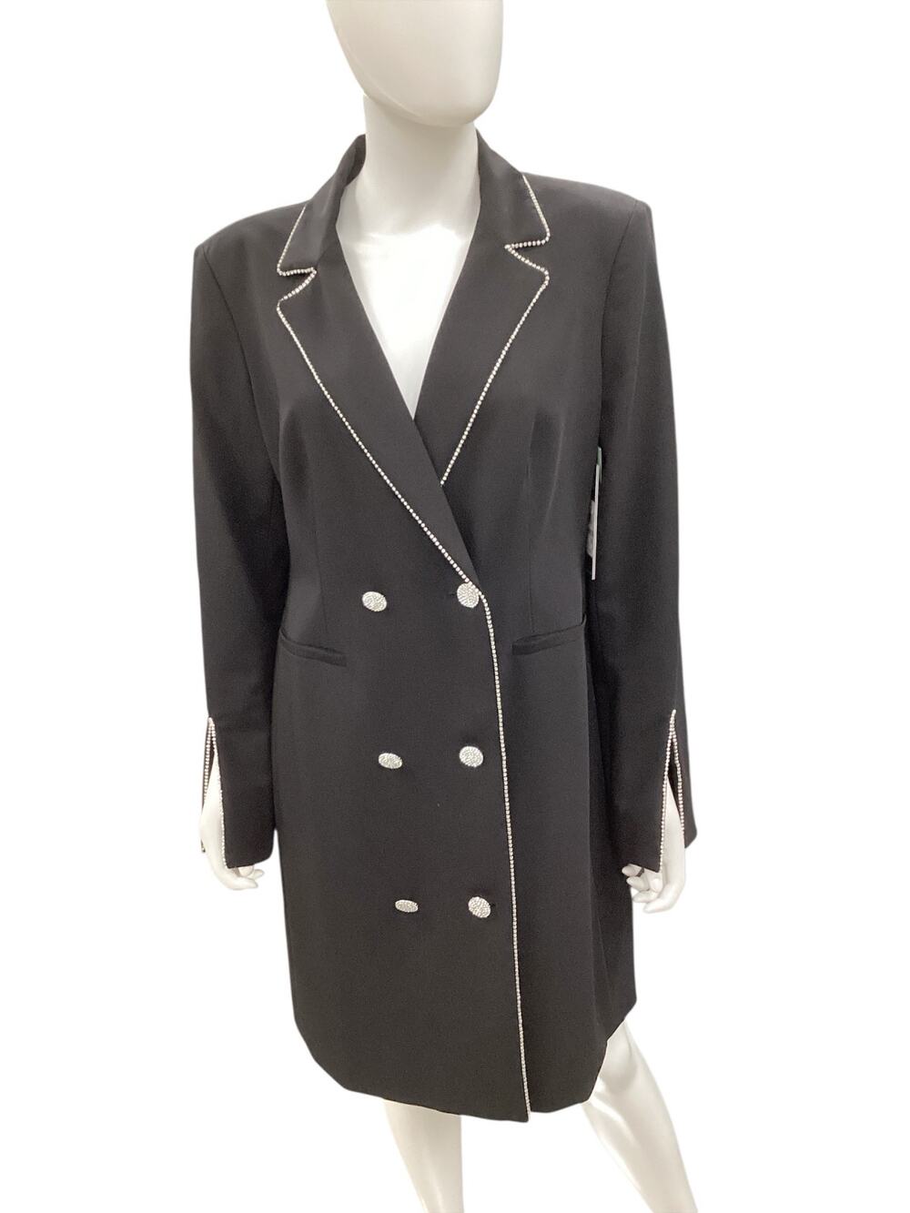 NWT Karl Lagerfeld Blazer Dress Women’s Size12 Rhinestone Buttons And Trim Black